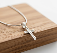 Collier avec pendentif croix chrétienne en argent 925 plaqué or |   Chaîne de pull |   Bijoux de mode unisexes pour cadeaux et fêtes