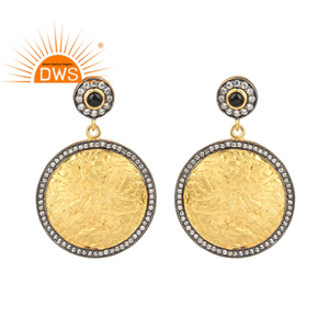 Pendiente colgante de piedras preciosas de ónix negro y circonita cúbica Natural chapada en oro de 18 quilates de la mejor calidad, joyería fina Demi para mujer - Product Image 1