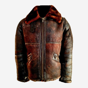 Chaqueta de invierno personalizada para hombre, piel de oveja auténtica, esquila, piel de vaca, cuello levantado, relleno cálido para volar - Product Image 1