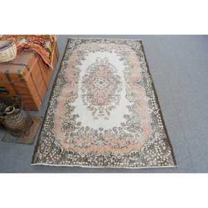 พรมตุรกีวินเทจ ขนาด 3.8x6.46 ฟุต พรมลายตารางสีน้ำตาล - Product Image 1