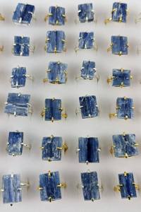 Anillo de cianita azul ajustable Piedra preciosa natural Plata de Ley 925 Chapado en oro de 14K Hecho a mano Regalo de joyería al por mayor - Product Image 6