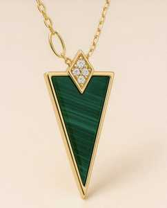 Custom 14k Solid Yellow Gold Diamond Malachite Pendant Rhodium Plated Ruby Unisex Handmade Wedding Gift Bezel Setting Inlay - Product Image 1