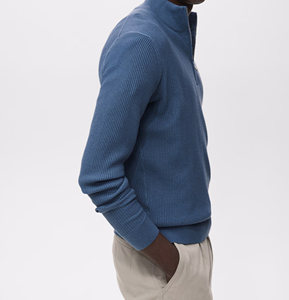 Cardigan en tricot pour femme à col montant et demi-fermeture éclair, motif géométrique couleur personnalisée, boutons longs sur le devant, confort décontracté pour l'automne - Product Image 3