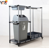 Chariot de nettoyage roulant sur roues pour produits de nettoyage, station de ménage, organisateur de balais et de serpillères