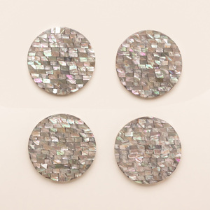 Posavasos de concha de Capiz de mosaico, vajilla MOP hecha a mano, posavasos decorativo de nácar para bebidas - Product Image 3