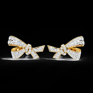 Pendientes de tuerca con forma de nudo de lazo de oro rosa de 18 quilates, regalo de boda de moda, diamantes cultivados en laboratorio incoloros VVS, joyería fina - Product Image 5