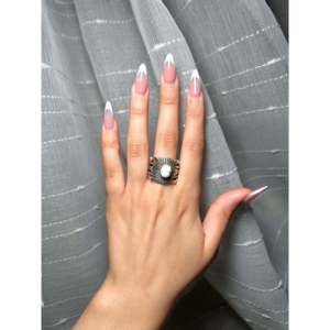 Russell Sam Men's <b>Ring</b> Sam Palomino Variscite & Sterling Silver Hip-Hop Style Bezel Setting Inlay <b>Adjustable</b> Size Everyday Wear - Product Image 4