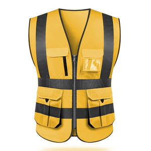 Gilet de sécurité réfléchissant haute visibilité personnalisé avec plusieurs poches, fermeture à glissière avant et option d'impression de logo - Product Image 1