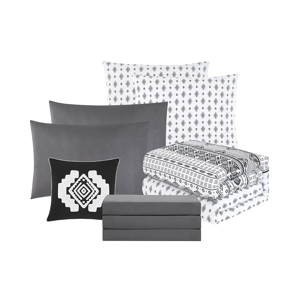 Luxury reversible Full Printed Black and White Natural Pure Cotton Comforter set PC Microfiber Duvet Cover set Bedding Set