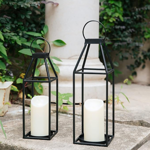 New Stylish Hanging Lantern Black Decorative Metal <b>Candle</b> <b>Holder</b> Lanterns for Indoor <b>Outdoor</b> Wedding Events Parties Decor - Product Image 1