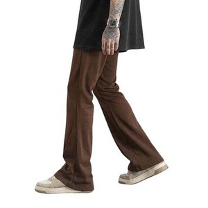 Pantalons pour hommes design dernier cri OEM nouveau 2024 pour la rue Stock coton pull évasé pantalon pour hommes droit empilé, rayures incurvées - Product Image 3