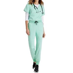 Vêtements d'infirmière en gros, ensembles d'uniformes, pantalons de jogging, uniformes d'hôpital, vêtements d'infirmière pour femmes, col en V, pantalons de jogging avec logo, combinaisons médicales - Product Image 1