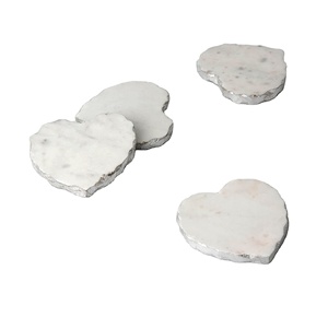 Heart Shaped <b>Marble</b> <b>Coasters</b> With Gold or Silver Natural Wood and <b>Marble</b> Mango <b>coaster</b> Made in India - Product Image 1