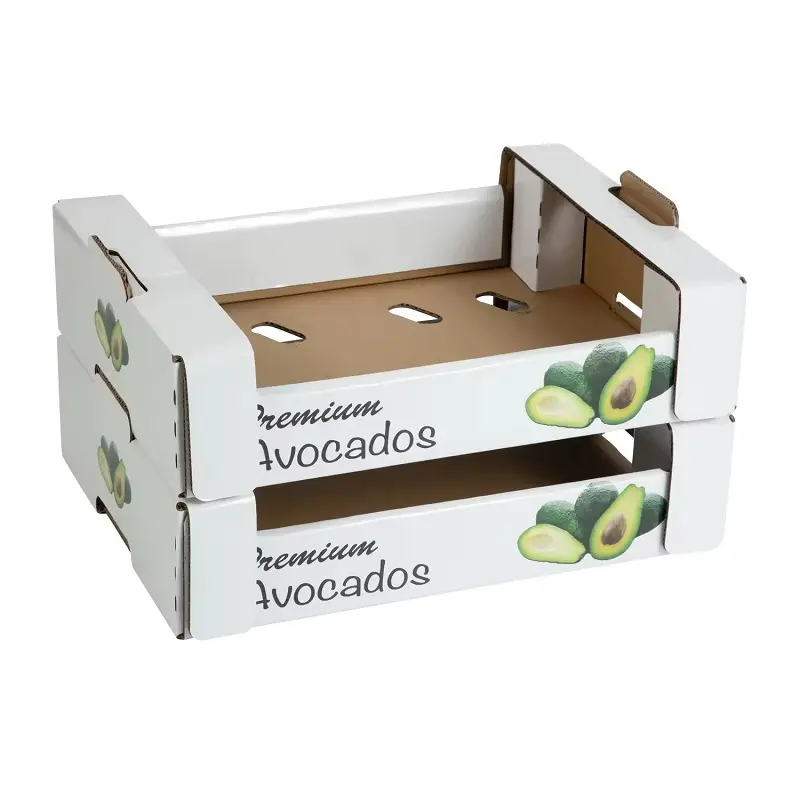High Quality Corrugated Cardboard Paper Tray for Fresh Avocado Fruit Packaging Various Styles Embossing Matt Lamination Options