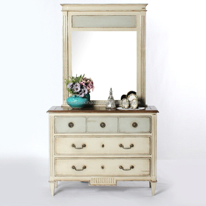 Tocador Serie 7207, Hecho de Madera de Caoba, Diseño Elegante con Espejo de Cristal y 5 Cajones, Se Vende a un Precio Económico - Product Image 1