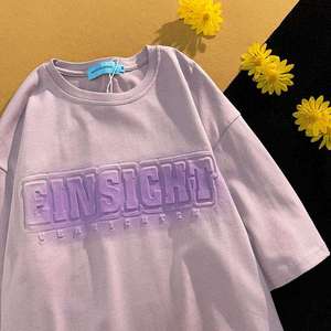 เสื้อลายนูนสำหรับผู้ชายเสื้อโอเวอร์ไซส์แขนสั้นทรงหลวมลำลองเสื้อลายนูน3D - Product Image 3