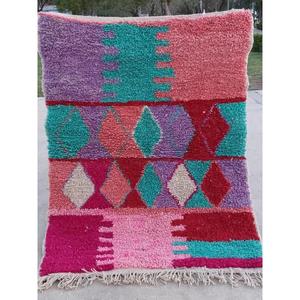 Auténtica Alfombra Marroquí Hecha a Mano, Boucherouite, Estilo Bohemio, Colorida, Vintage, Decoración Artesanal del Atlas - Product Image 1