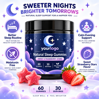 Gummies Sommeil Naturel Sans Mélatonine avec Valériane, L-Théanine, Magnésium, Passiflore, Saveur Fraise, 60 Gummies, Marque Privée