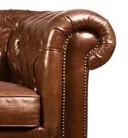 Retro Echtleder 100%iges Echtleder Sofa Wohnzimmer Dreisitzer Sofa für Echtleder Chesterfield Sofagarnitur