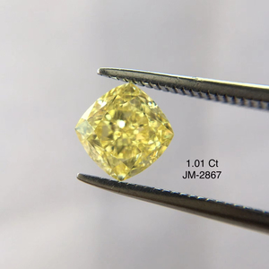 Fancy Intense Yellow Natural GIA Diamantes certificados para la fabricación de joyas 1,01 Cts Corte de cojín Diamantes sueltos Naturales de La India - Product Image 2