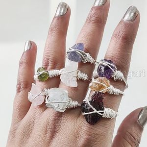 Anillo de Piedras Preciosas en Bruto para Mujer, Esmeralda Natural, Zafiro, Tanzanita, Herkimer, Joyería de Plata de Ley 925 - Product Image 1