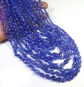 Perles ovales en Tanzanite bleue africaine de haute qualité, pierre précieuse naturelle polie et lisse, traitée thermiquement, pleochroïque, 5x4-9x6mm, collier de 18 pouces pour - Product Image 5