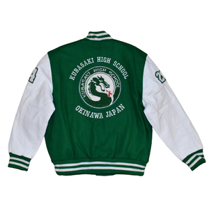 Chaqueta Bomber de béisbol personalizada para hombre de tendencia superior 2025 de lana con mangas de cuero negro estilo Letterman - Product Image 2