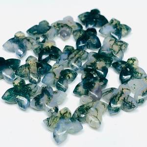 Perles de fleurs fantaisie en agate mousse sculptées à la main, pierres précieuses naturelles, 15 mm pour bijoux - Product Image 2