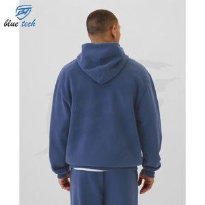 Sweat à capuche épais 500gsm de haute qualité pour hommes conception d'épaule tombante sans impression numérique pour l'hiver - Product Image 2