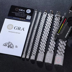 Argent Sterling 925 Plaqué Or D VVS Moissanite Naturelle Diamant de Laboratoire Hip-Hop Mix Collier Cubain Chaîne à Maillons pour Hommes/Femmes - Product Image 6