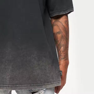 Camiseta Negra Vintage Lavada y Desgastada con Estampado Gráfico para Hombre, de Manga Corta, Estilo Casual, Diseño de Impresión, Directo de Fábrica - Product Image 4