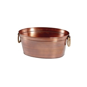 Bronze Color Copper Beverage Tub With Handle For Ice <b>Storage</b> Drinking Use Home Bar Garden Party Decorative Beverage Tub - Product Image 1