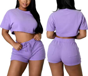 Women's Printed Two Piece <b>Quilted</b> Jacket and Shorts Set with Sheep Skin Detail Polyester Long Sleeve - Product Image 2