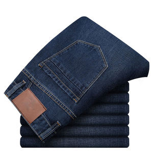 Venta al por mayor de encargo de los hombres Streetwear pantalones de mezclilla desgastados en blanco holgado Sun Fade Vintage apilado Jeans Patchwork lavado - Product Image 5