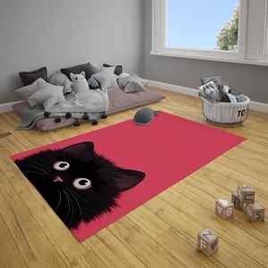 Paillasson rose mignon en forme de chat, tapis d'accueil moelleux en forme de chat noir, tapis d'entrée amusant à motif animal, tapis en chenille - Product Image 4