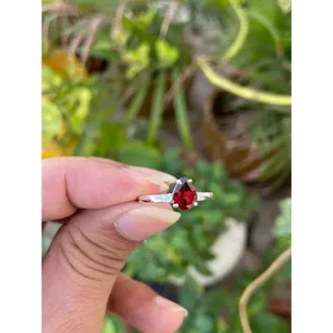 Natural <b>Garnet</b> <b>Ring</b> 925 Sterling <b>Silver</b> Handmade Gemstone <b>Ring</b> for Women Wholesale Jewelry Supplier - Product Image 3