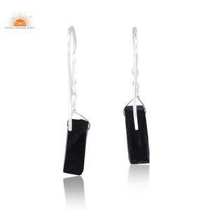 Unique Design 925 Sterling Silver Natural Black <b>Obsidian</b> Gemstone Dangle Earring Antique Look Design Custom <b>Jewelry</b> Manufacturer - Product Image 4
