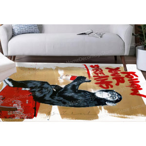 Street <b>Rugs</b> Printed <b>Rug</b>: Cute Banksy Monkey Graffiti Design,<b>Chenille</b> <b>Rug</b> - Product Image 2
