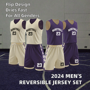 Maillot de basket-ball réversible personnalisable pour hommes 2026, 100 % polyester, respirant, ensemble d'uniformes d'entraînement, taille plus - Product Image 3