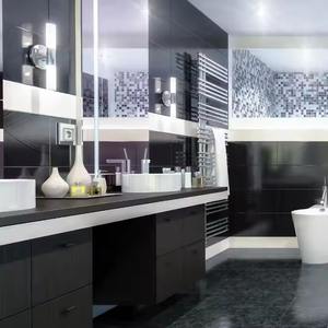 Enbl Make Your Own Design Luxury Hotel-Grade <b>Bathroom</b> Vanity Set <b>Smart</b> <b>Mirror</b> Black Artificial Stone Top Steel Lacquered MDF - Product Image 4