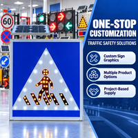 Panneau de signalisation piétonne LED solaire personnalisé OEM, panneau d'avertissement routier réfléchissant avec panneau solaire
