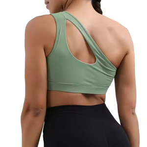 Venta caliente Activewear Sujetadores deportivos Alta elasticidad Nylon Halter Neck Backless Sujetador de yoga sin costuras - Product Image 5