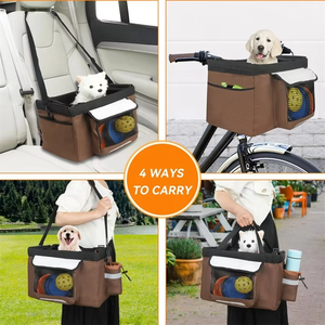 Panier de vélo pour animaux de compagnie facile à installer, imperméable, panier de guidon de vélo pour chien, panier de transport pour chien détachable, sac à dos de grande capacité, durable - Product Image 5