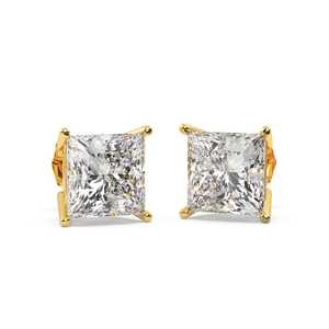 Boucles d'oreilles en diamant princesse de 2,00 carats en or jaune 18 carats (G-H VS2-SI1) - Product Image 1