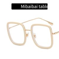 Gafas cuadradas de gran tamaño a la moda personalizadas, gafas Retro con montura de Metal para mujer, gafas ópticas con bloqueo de luz Anti-azul para ordenador