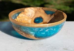 Exquisito tazón de resina de madera hecho a mano arte epoxi rústico moderno centro de mesa elegante decoración de cocina pieza llamativa - Product Image 2