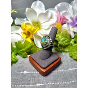 Anillo Ajustable Fred Francis de Turquesa Kingman de Alta Calidad y Plata de Ley para Regalo con Tecnología de Incrustación en Bisel - Product Image 3