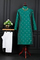 Traditionnelle et simple J-Card soie avec contraste Butti pleine couture kurta avec pyjama au prix de gros de l'Inde