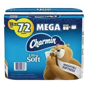 CharminUltra Soft Cushiony' Touch Toilet Paper 24 Family Mega <b>Rolls</b> = 123 Regular <b>Rolls</b> - Product Image 4