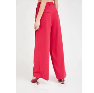 Service OEM/ODM Pantalons longs tissés pour femmes, printemps, anti-froissement, taille élastique plate, multicolores, élégants, pour le bureau - Product Image 2